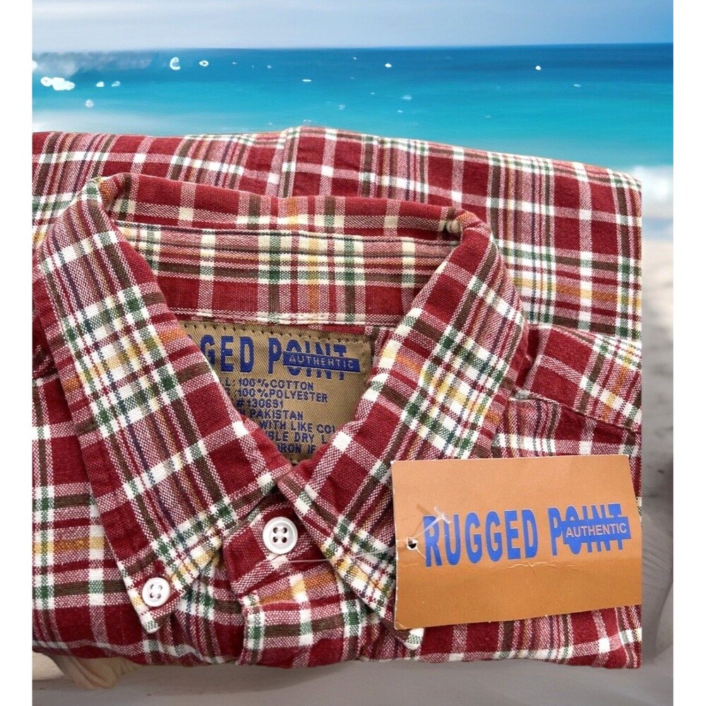 Rugged Point Authentic Plaid Shirt w Green Pony Cotton Button LS Mens 2XL NWT